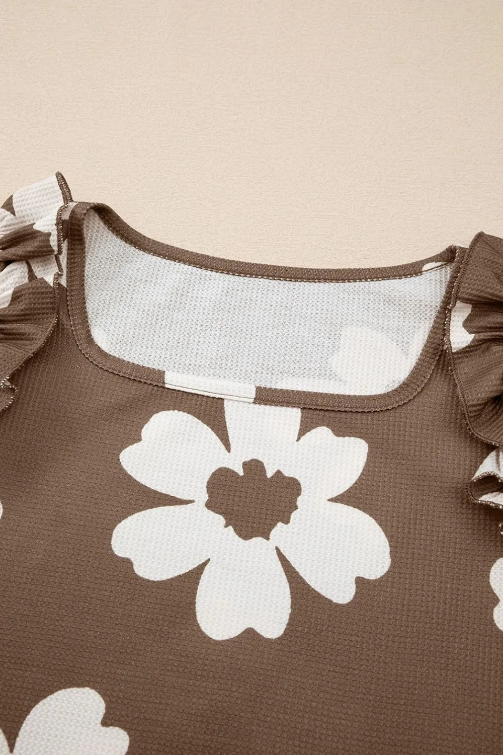 Floral Textured Ruffled Cap Sleeve Blouse