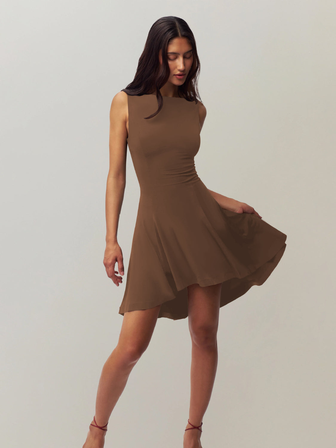 High-Low Round Neck Sleeveless Dress
