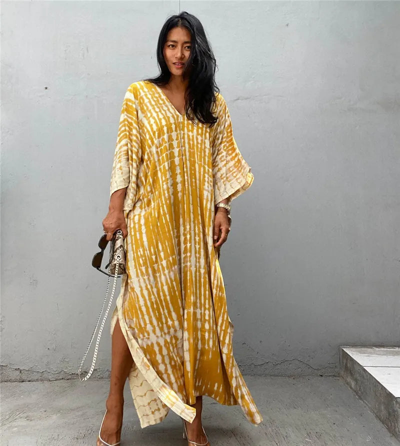 Women's Plus Size Beach Kaftan Dress – Half Sleeve Swimsuit Cover-Up