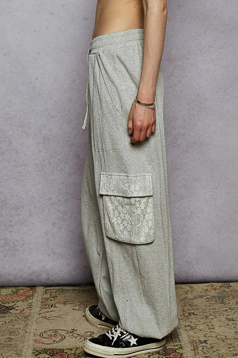 POL Drawstring Lace Cargo Pocketed Joggers