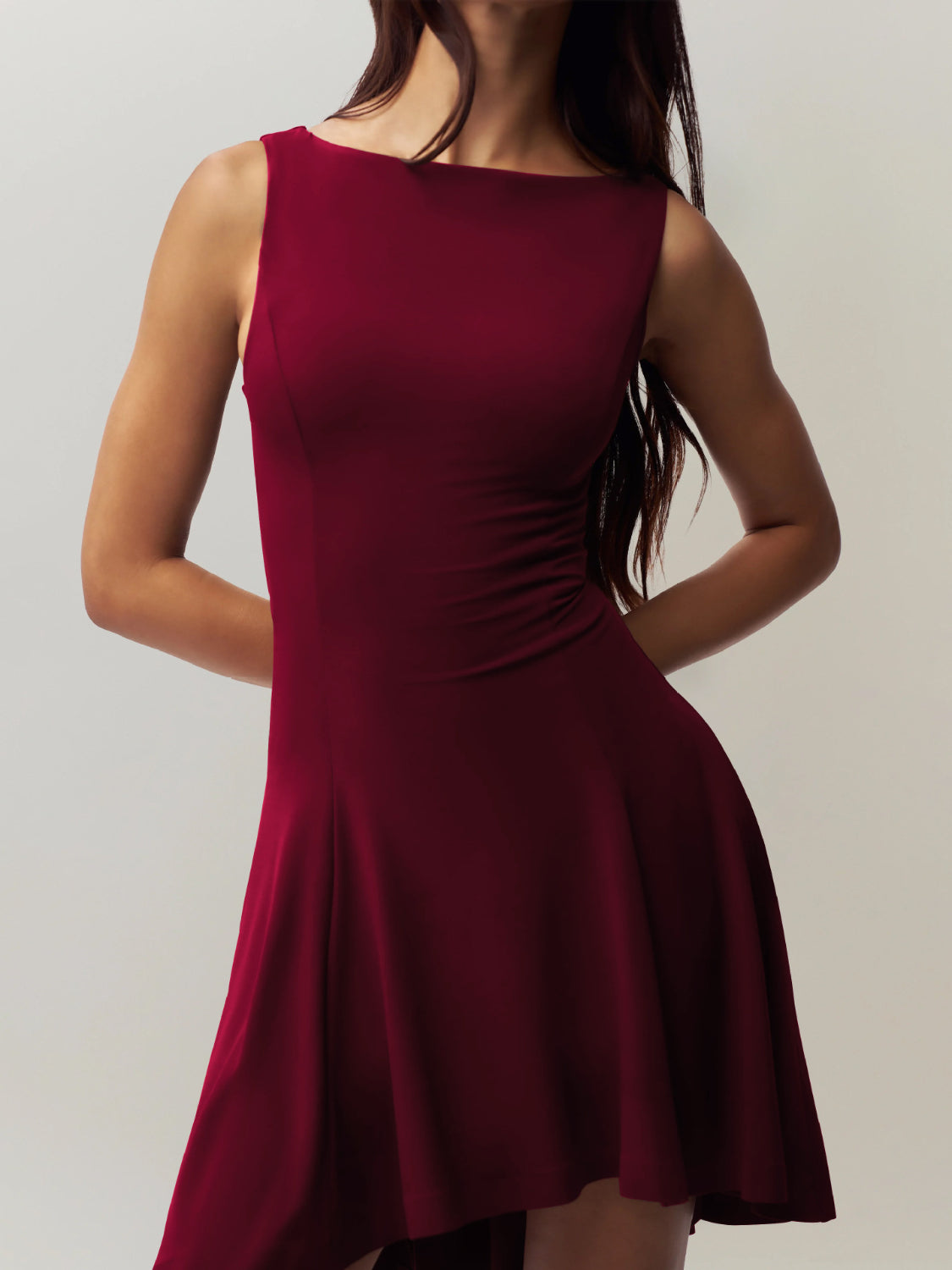 High-Low Round Neck Sleeveless Dress