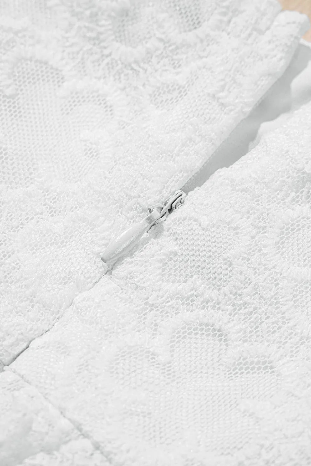 Lace Puff Sleeve Empire Waist Mini Dress