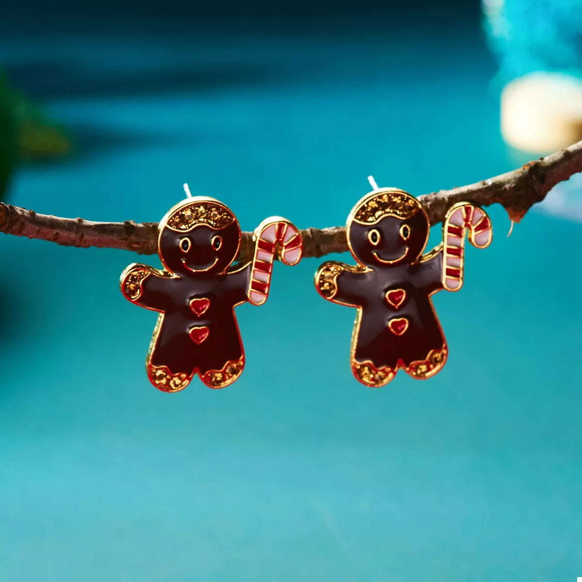 Alloy Gingerbread Man Stud Earrings