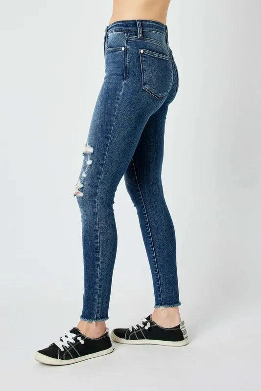 Judy Blue Full Size High Waist Distressed Skinny Jeans