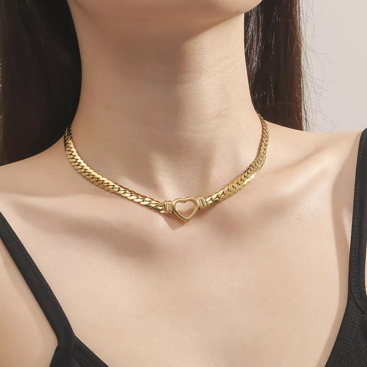 18K Gold-Plated Chain Heart Necklace