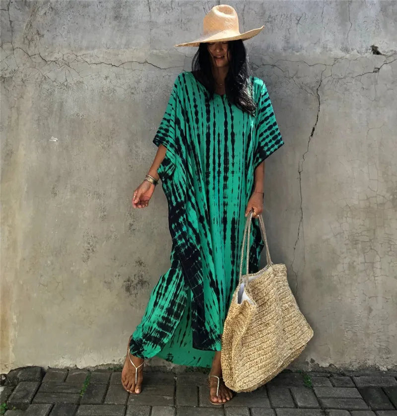 Women's Plus Size Beach Kaftan Dress – Half Sleeve Swimsuit Cover-Up