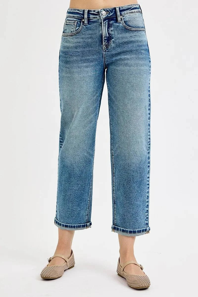 RISEN Full Size High Rise Crop Boyfriend Jeans Plus Size