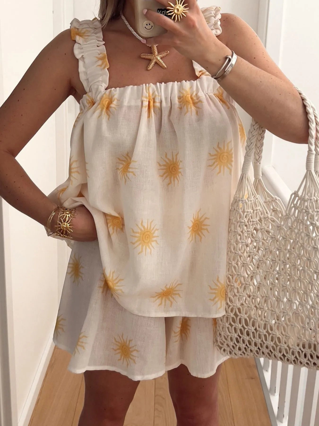 Striped Heart Cami Top and Shorts Set