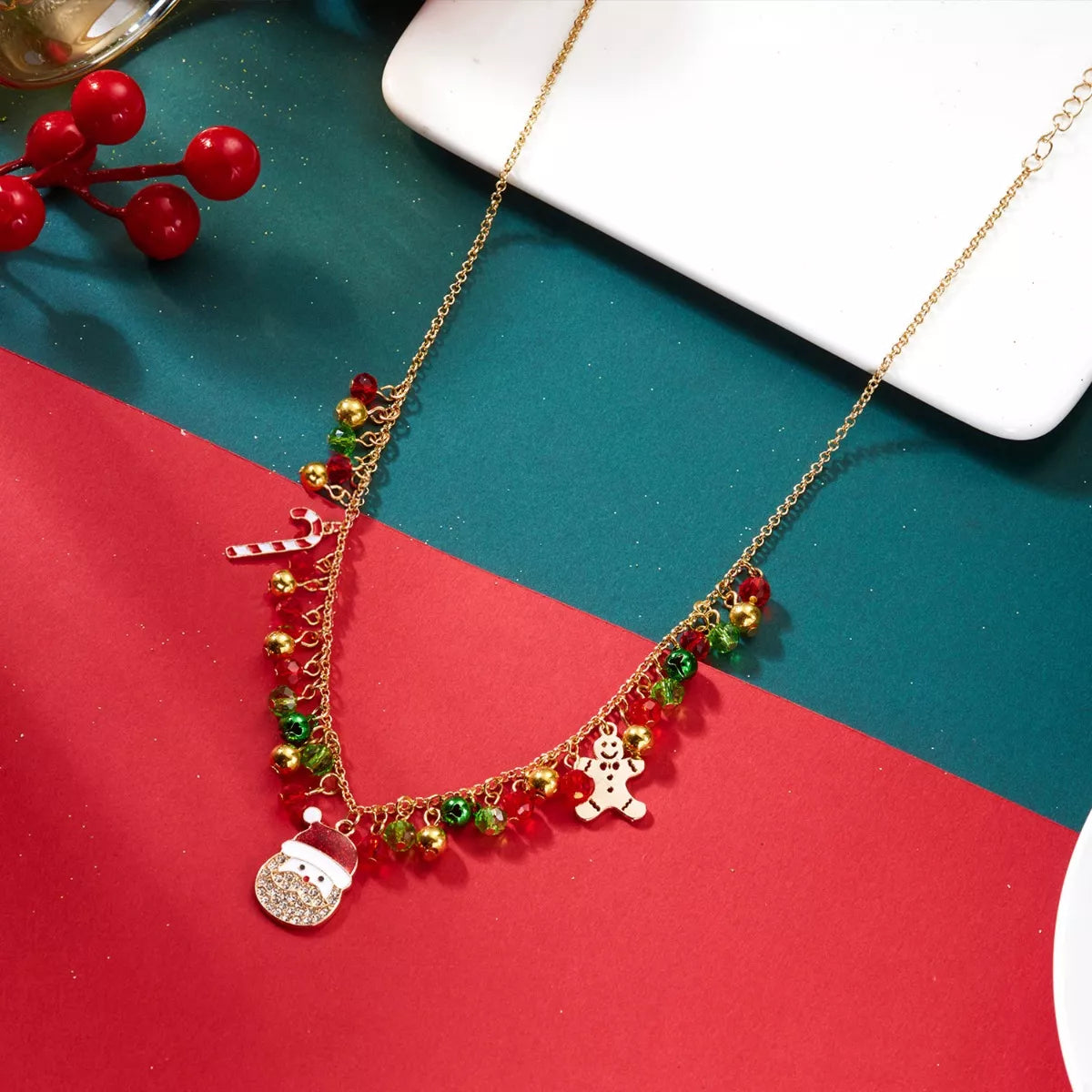18K Gold-Plated Christmas Charm Necklace