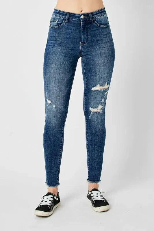 Judy Blue Full Size High Waist Distressed Skinny Jeans