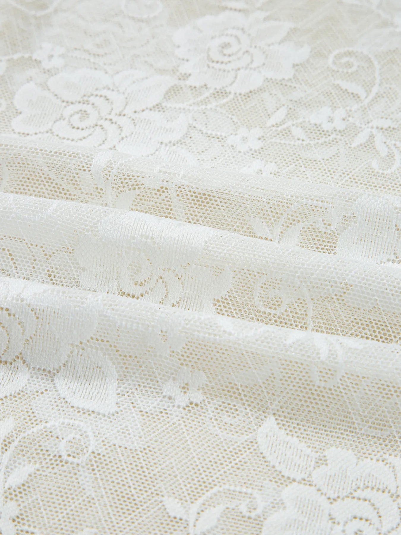 Sheer Floral Lace Mesh Mock Neck Long Sleeve Top