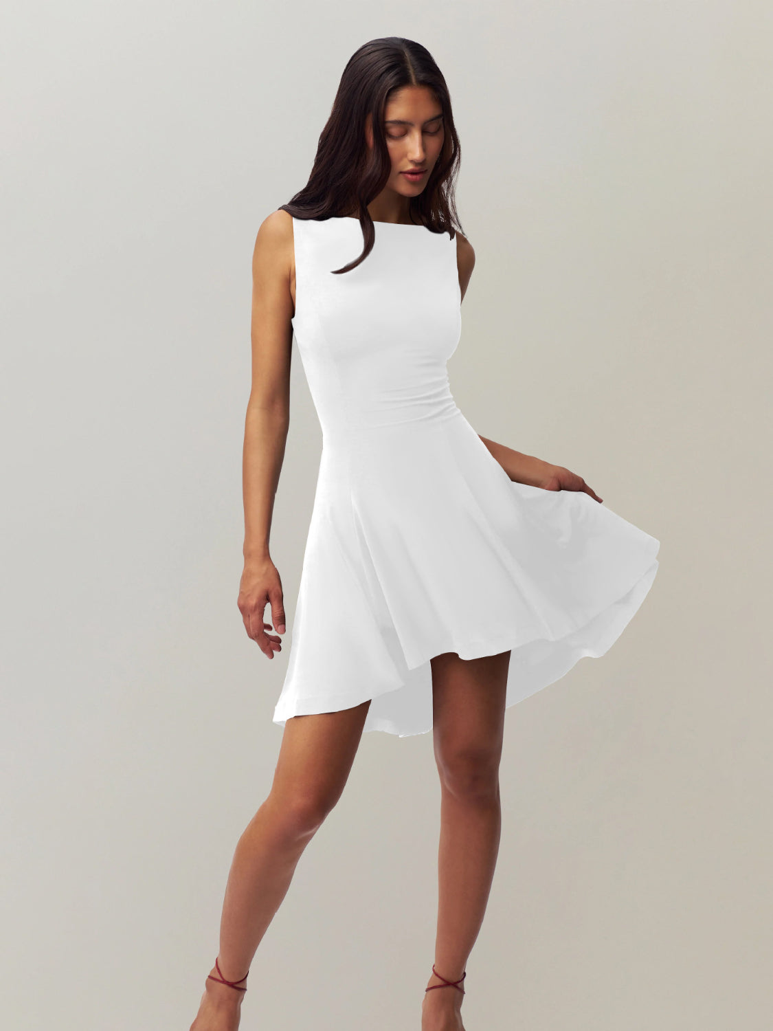 High-Low Round Neck Sleeveless Dress