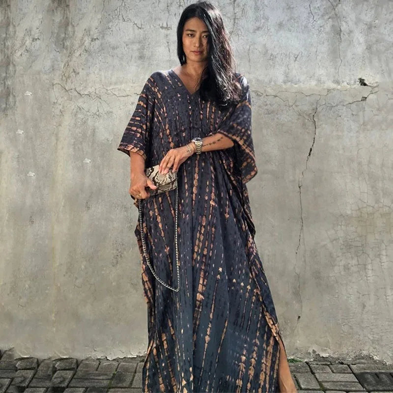 Women's Plus Size Beach Kaftan Dress – Half Sleeve Swimsuit Cover-Up