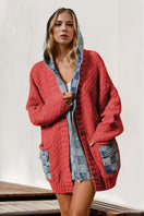 Switch Double Take Full Size Hooded Denim Spliced Sweater Cardigan 3 image