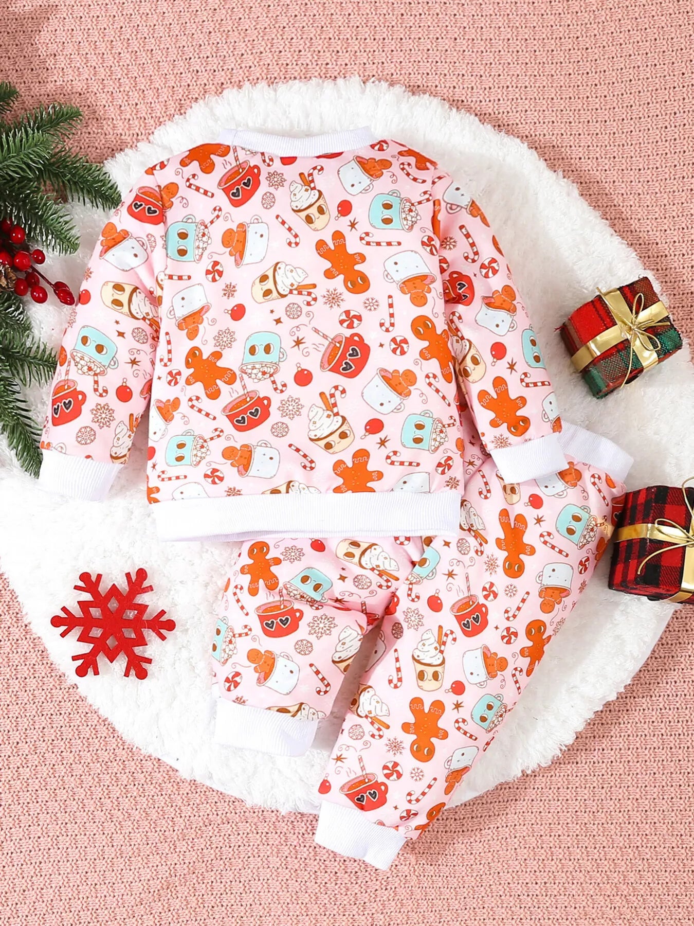 Children's Christmas Santa Print Long Sleeve Set
