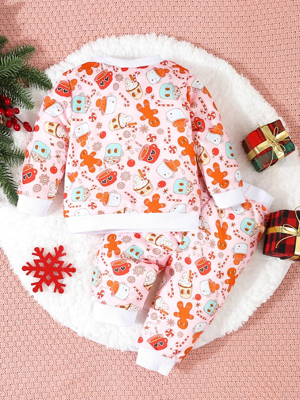 Children's Christmas Santa Print Long Sleeve Set