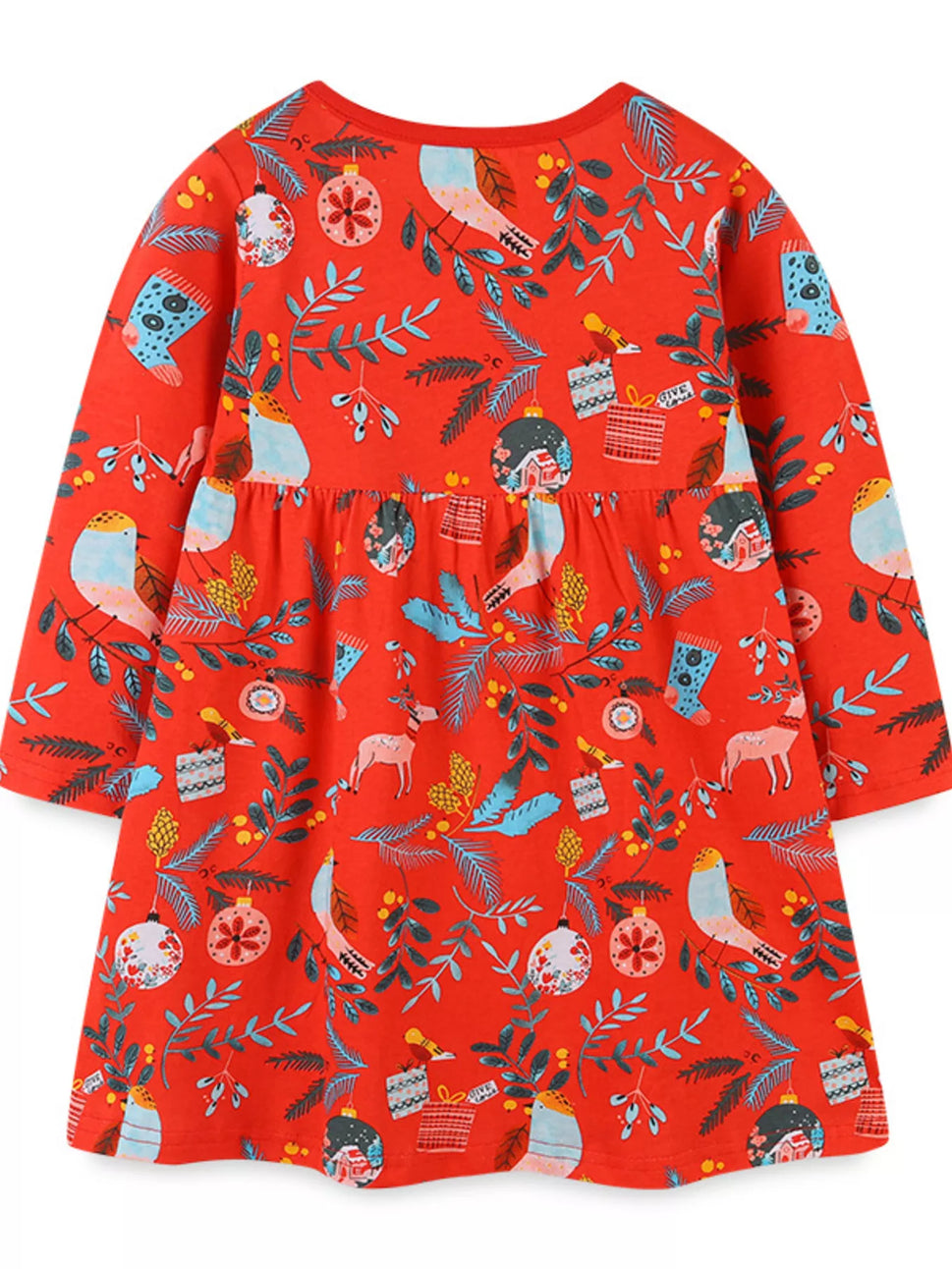 Children's Christmas Print Long Sleeve Dress