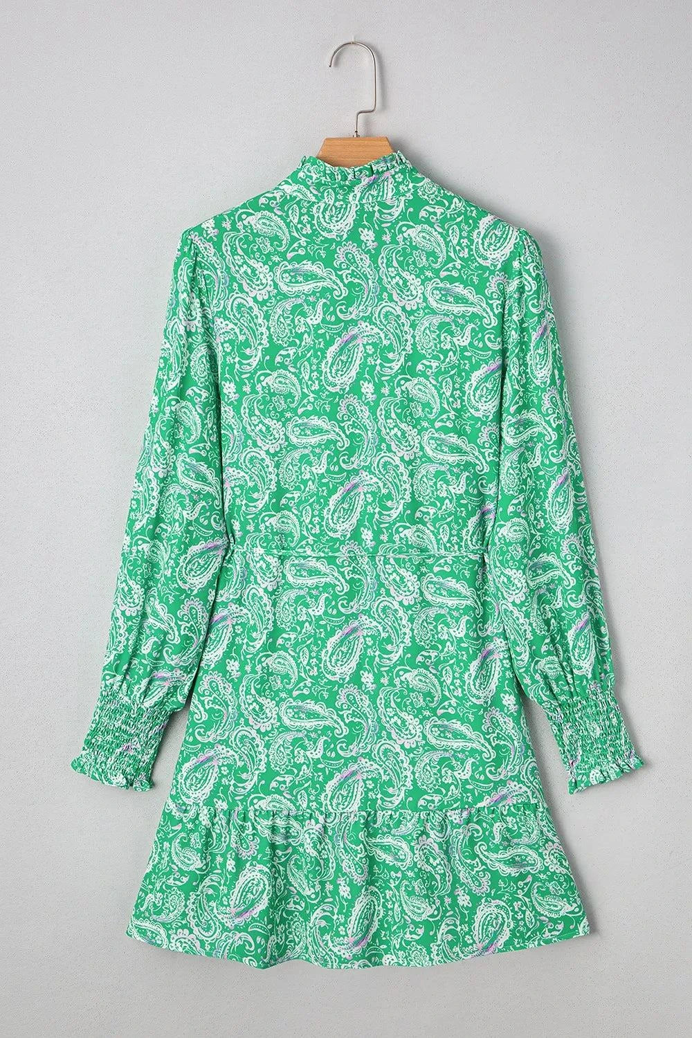 Ruffled Hem Long Sleeve Shirt Dress