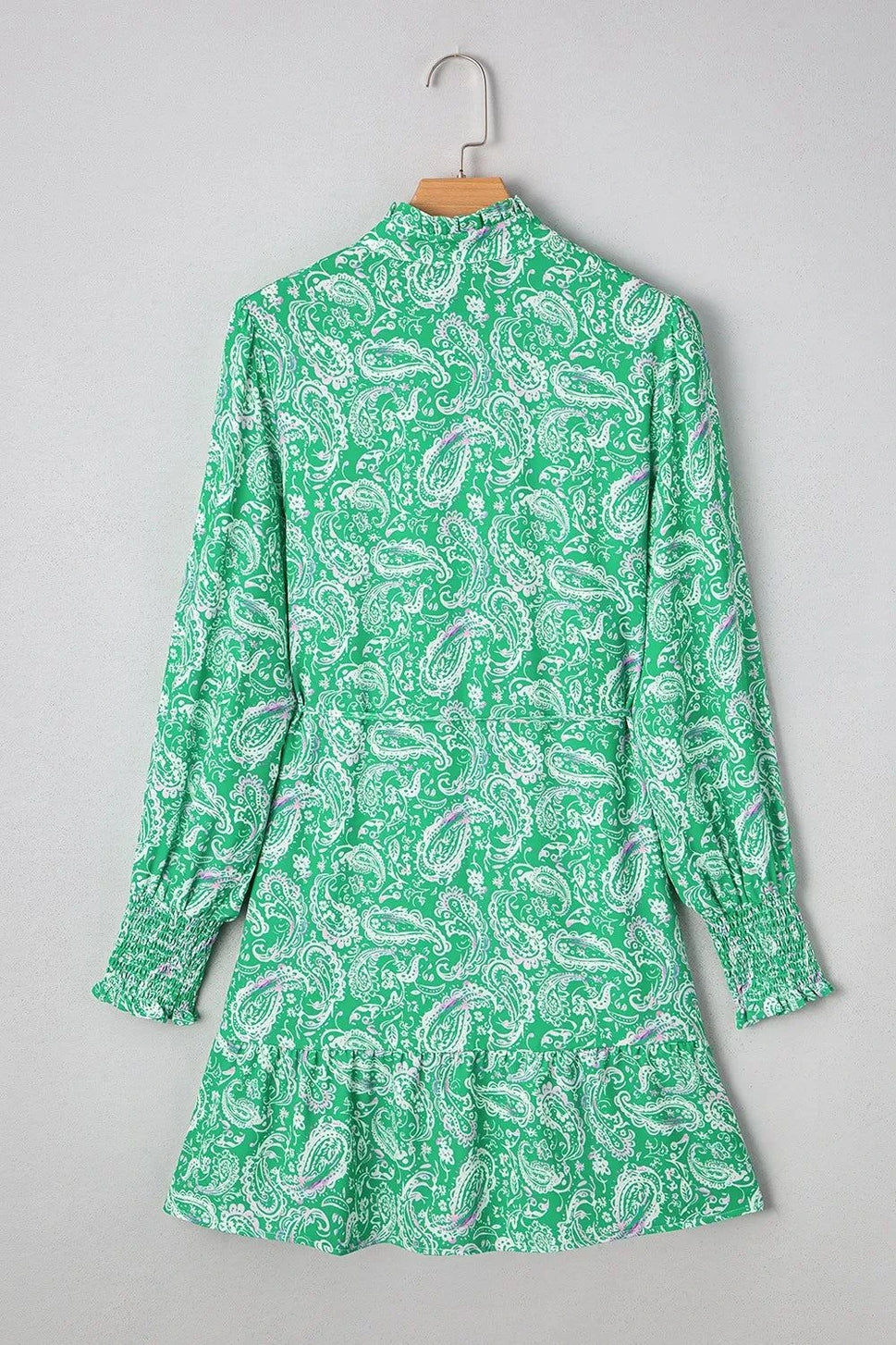 Ruffled Hem Long Sleeve Shirt Dress