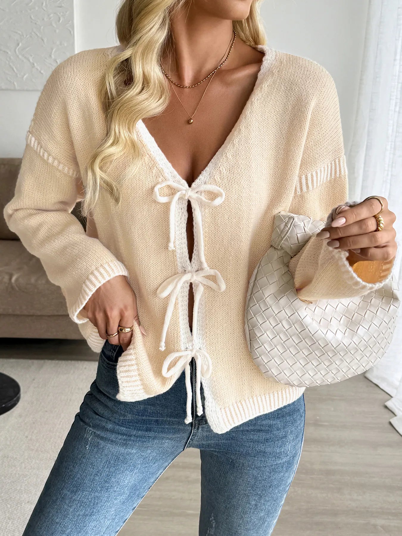 Tie-Front Long Sleeve Cardigan