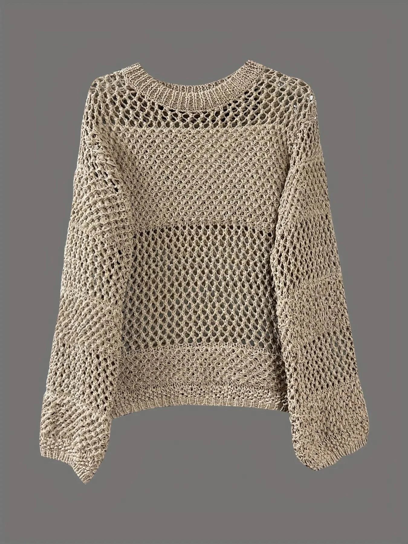 Openwork Long Sleeve Knit Cover Up