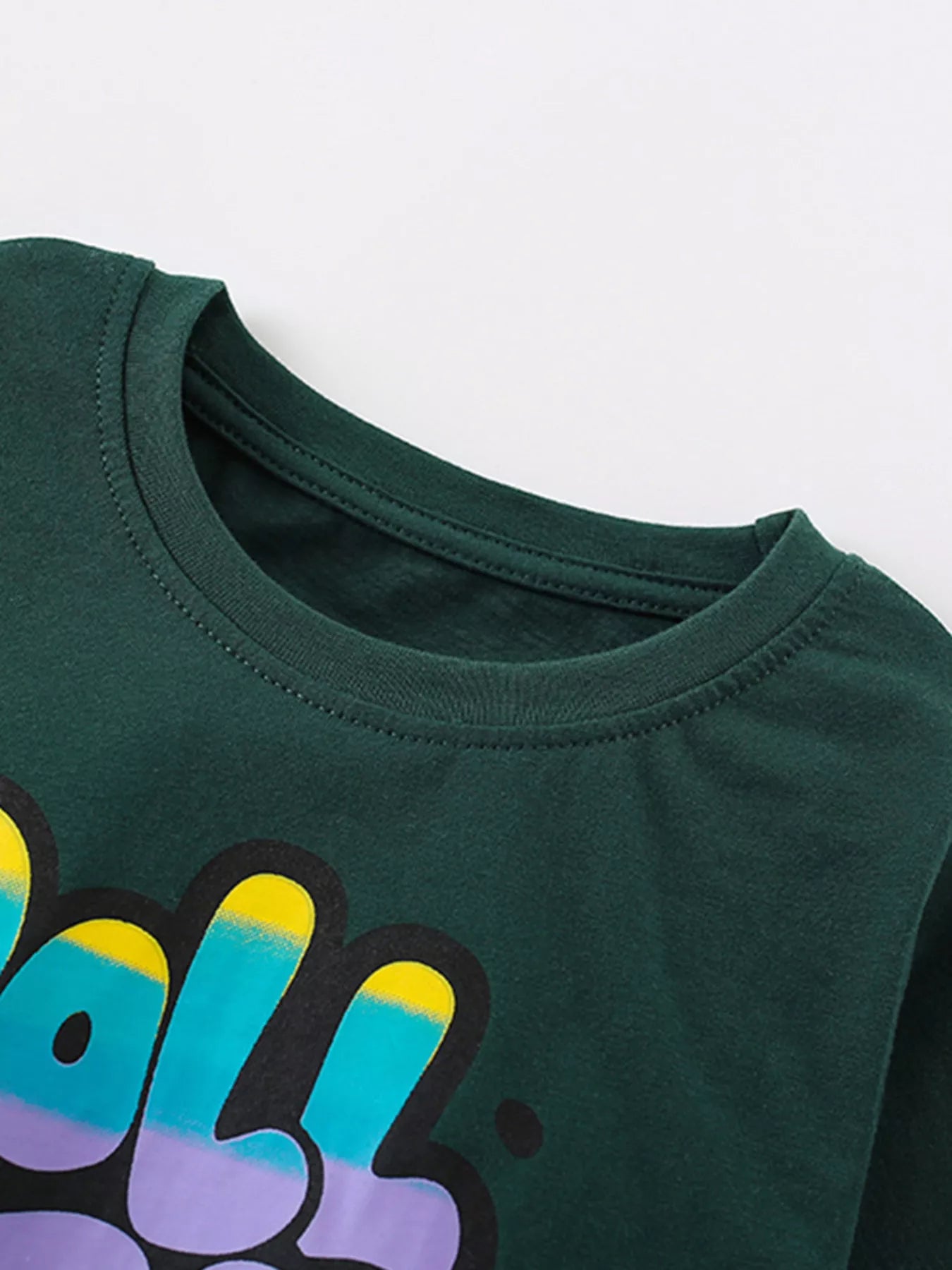 Children's Letter Round Neck Top and Pants Set