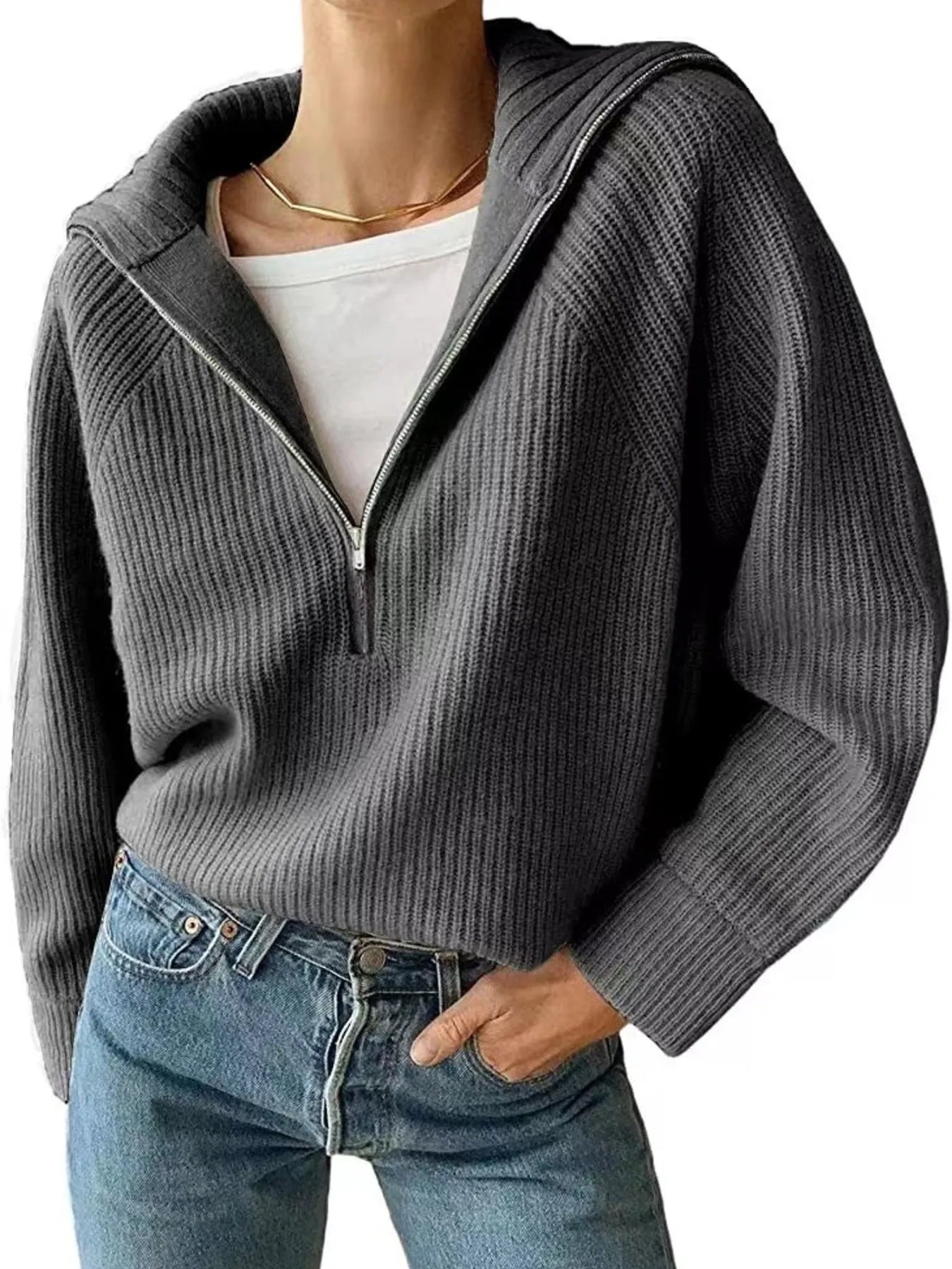 Half-Zip Long Sleeve Sweater