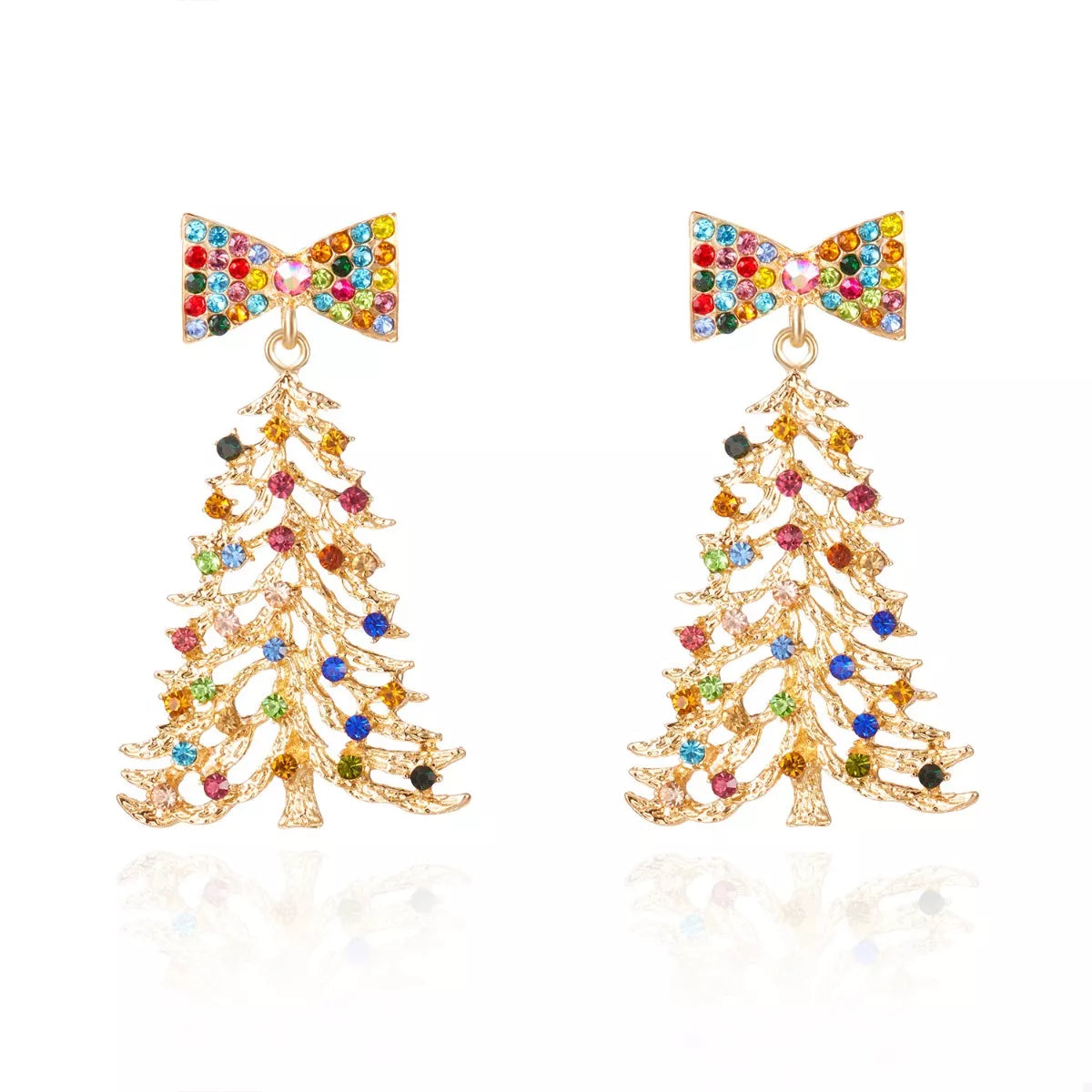 Christmas Tree Bow Drop Earrings