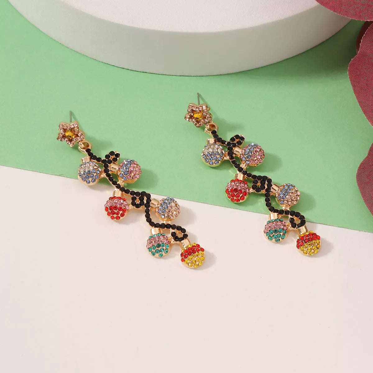 Christmas 18K Gold-Plated Rhinestone Earrings