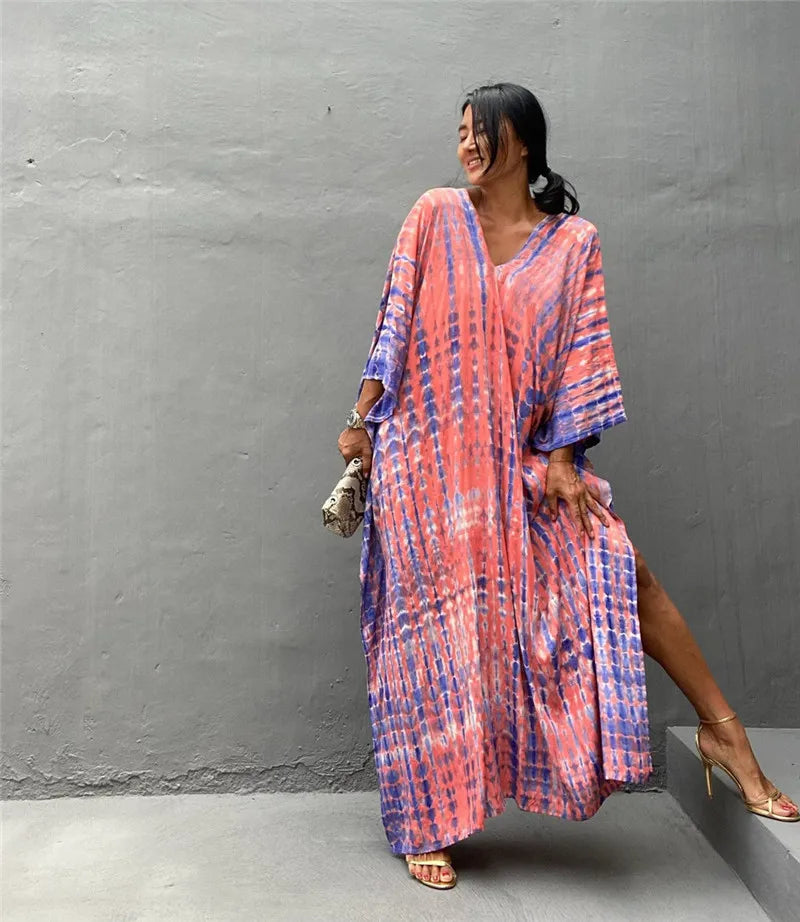 Women's Plus Size Beach Kaftan Dress – Half Sleeve Swimsuit Cover-Up