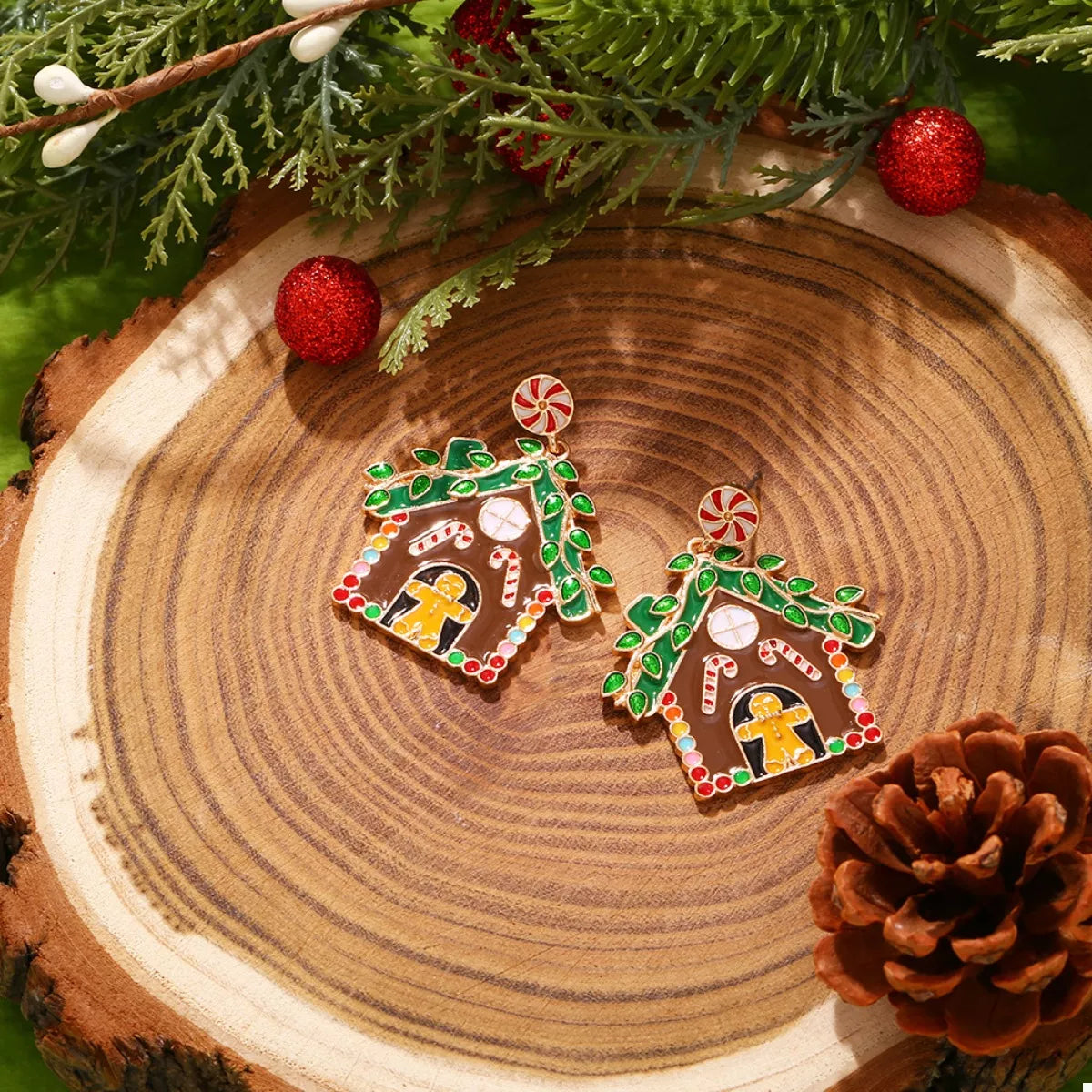 Christmas Gingerbread House Dangle Earrings