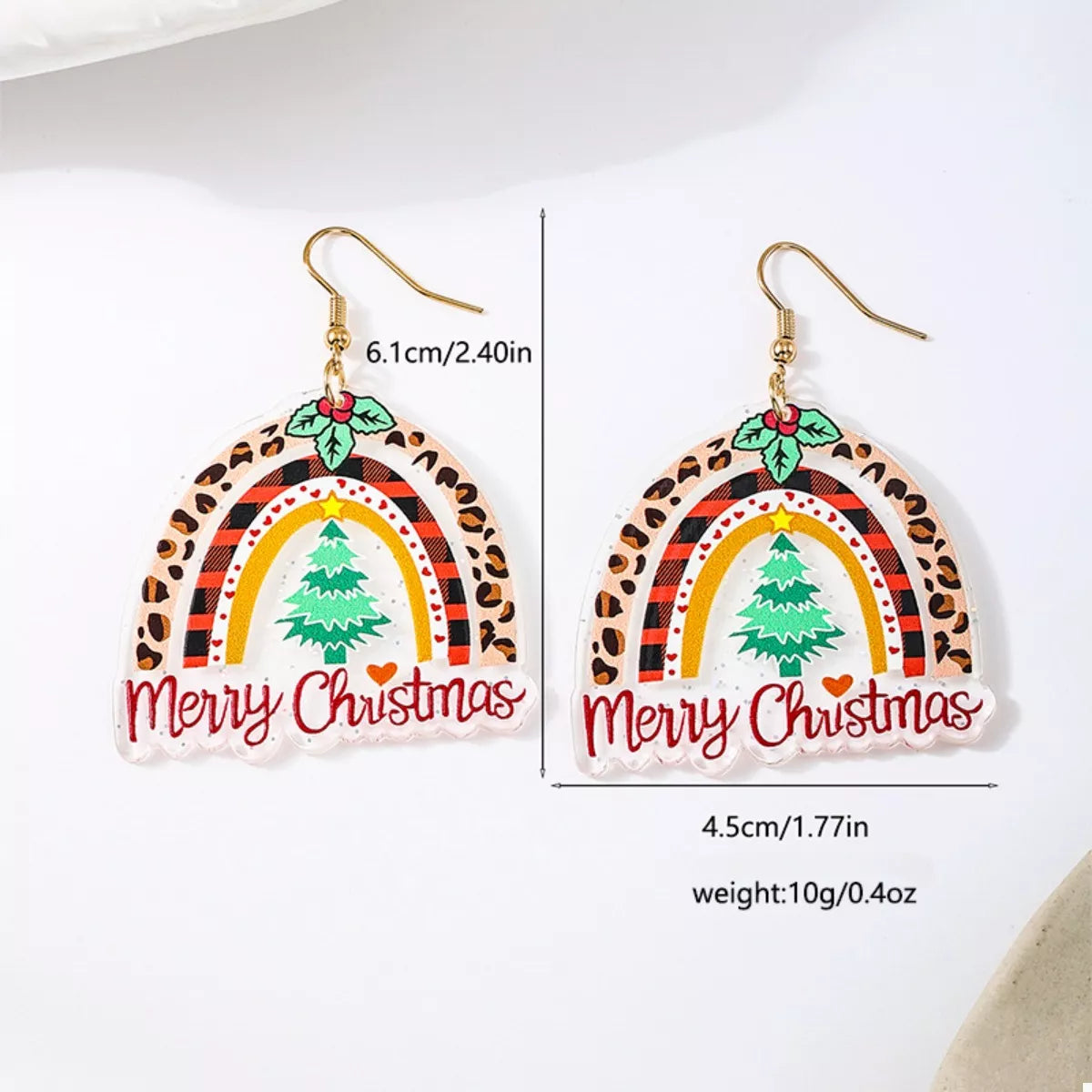Christmas Rainbow Dangle Earrings