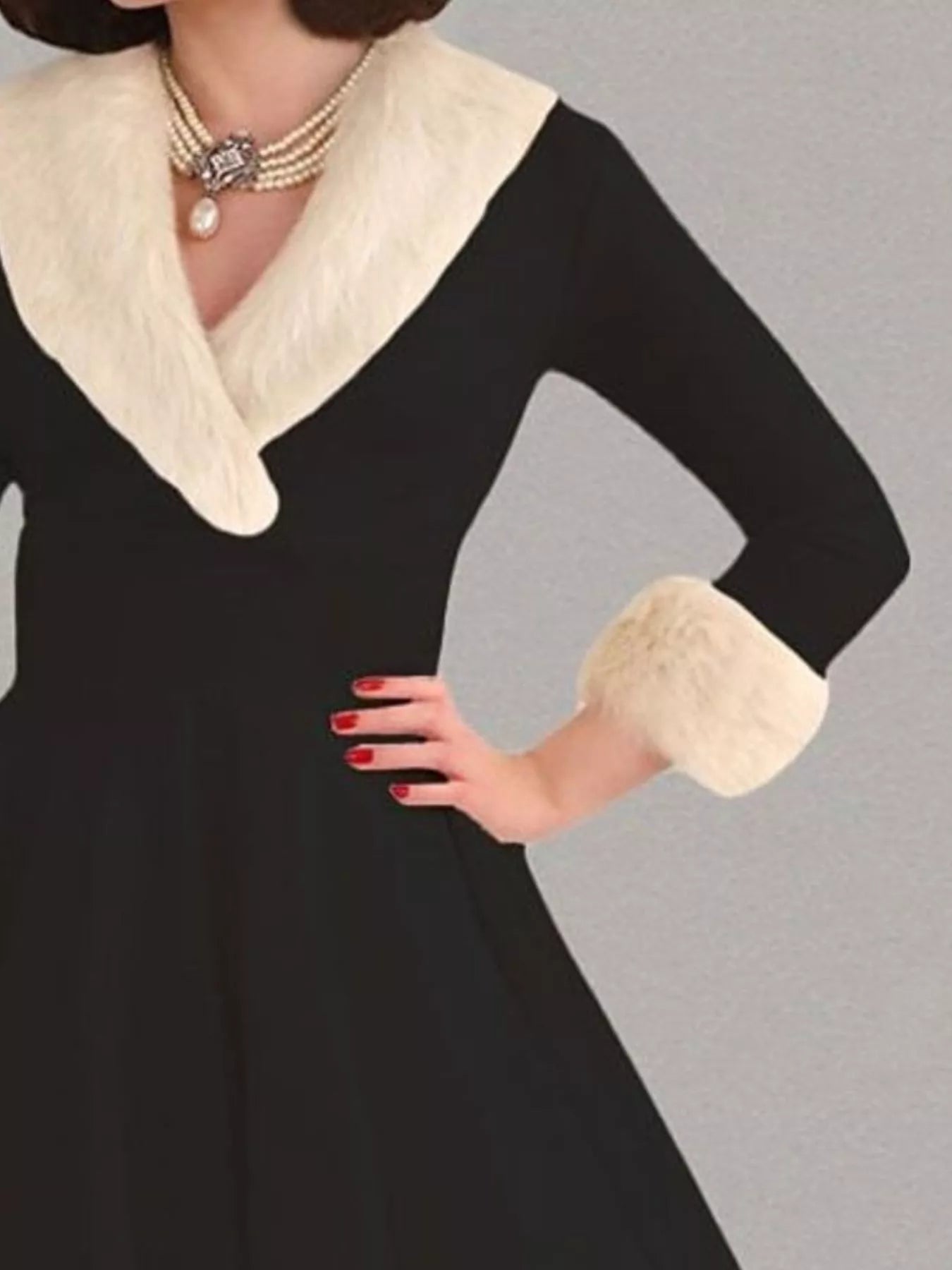 Faux Fur Trim Christmas Dress