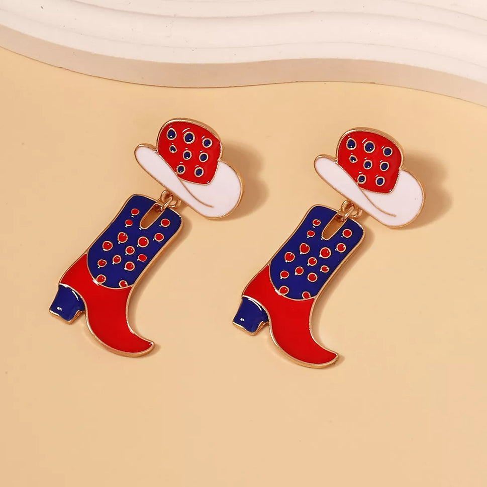 Cowgirl Boot and Hat Dangle Earrings