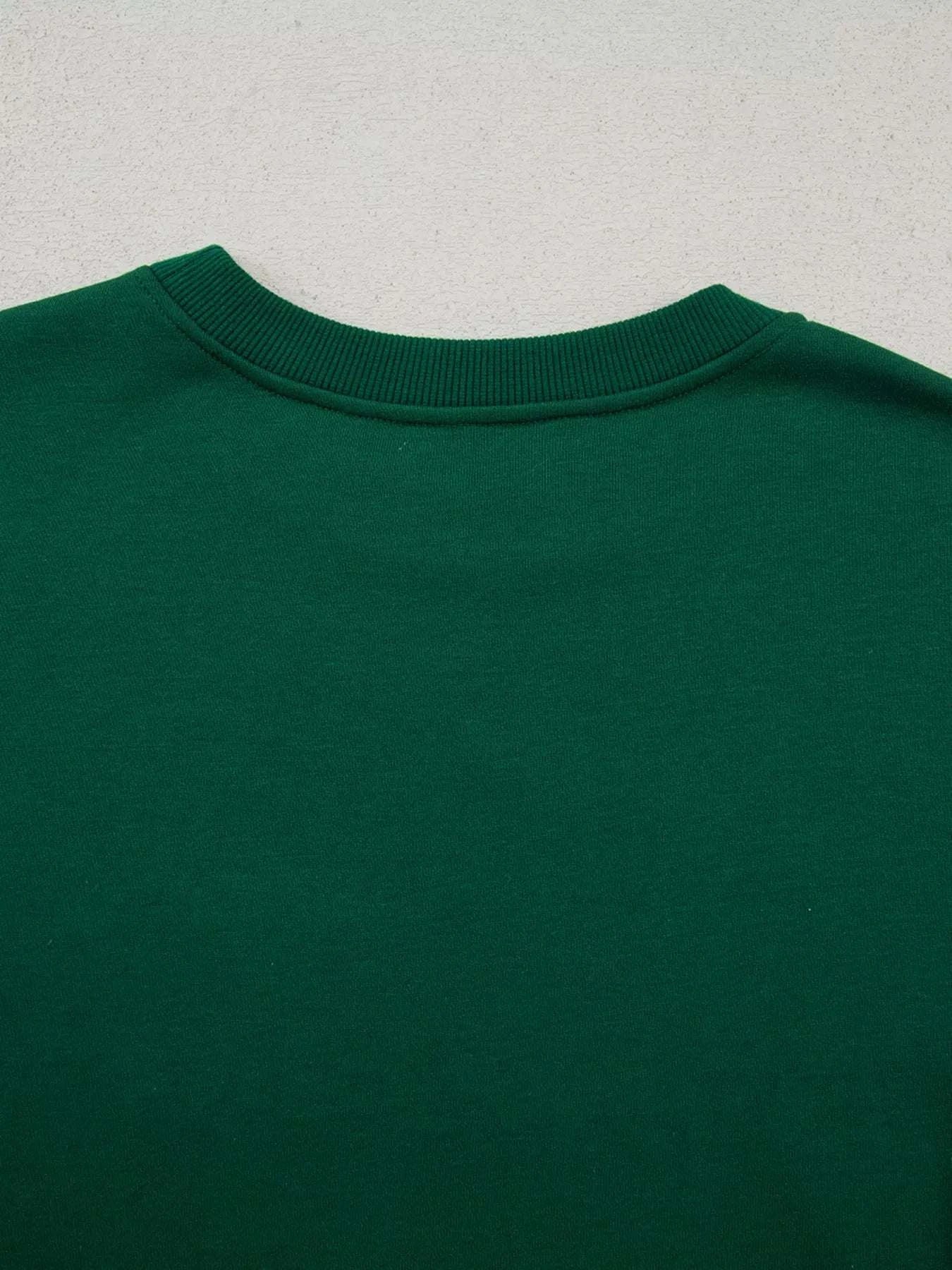 Embroidered Letter Christmas Round Neck Sweatshirt