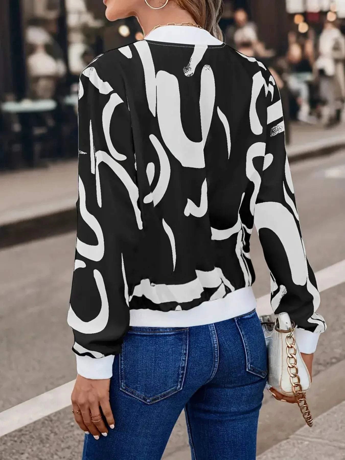Number Print Zip Up Jacket