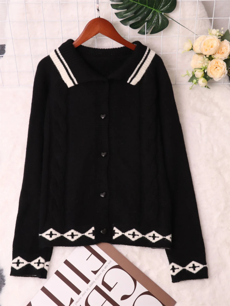 Heart Button Long Sleeve Cardigan