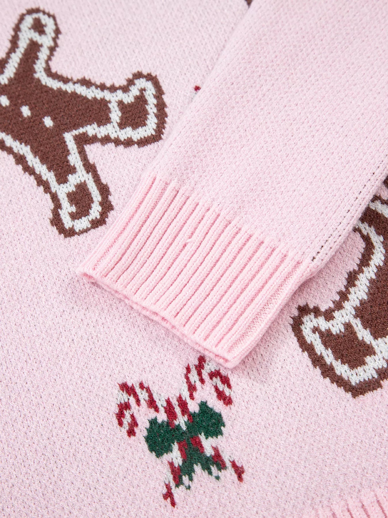 Christmas Ginger Bread Man Round Neck Casual Sweater