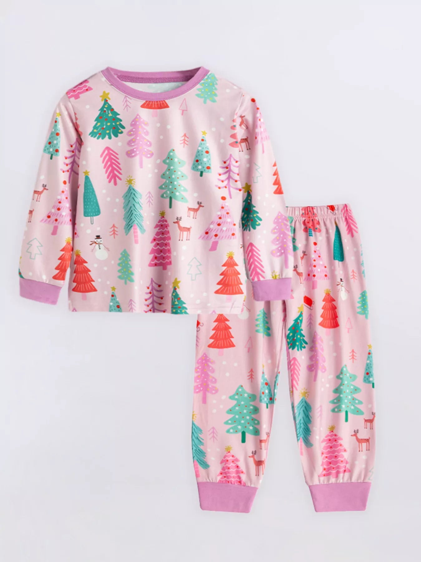 Children's Christmas Tree Print Pajama Set