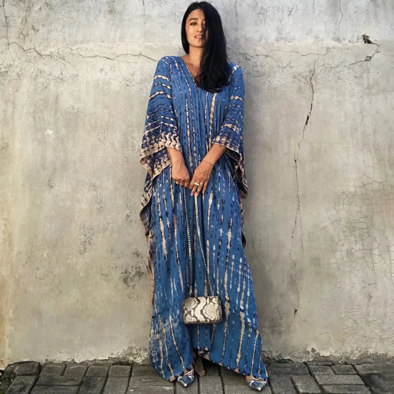 Women's Plus Size Beach Kaftan Dress – Half Sleeve Swimsuit Cover-Up