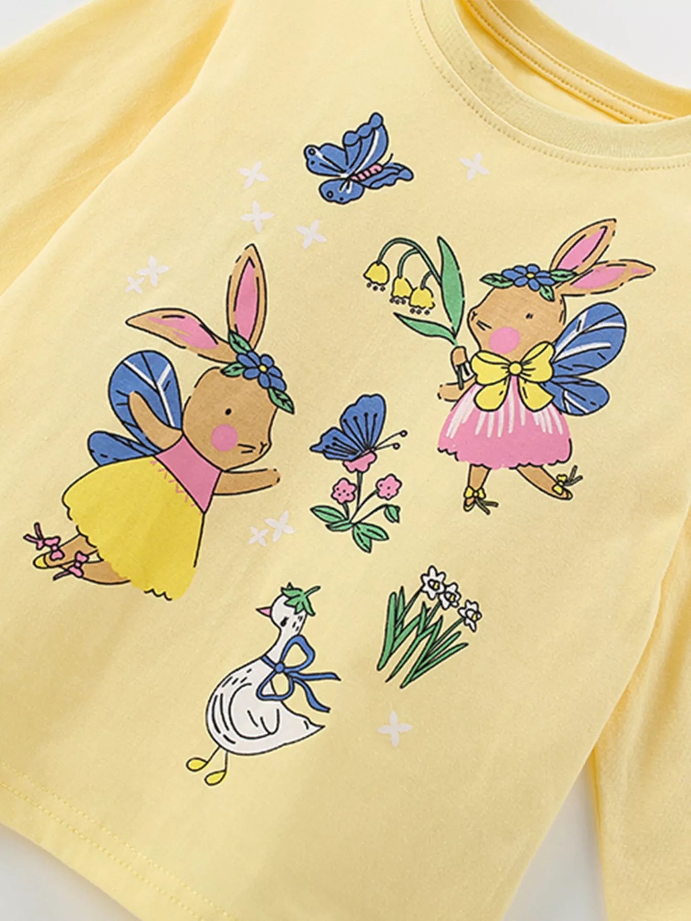 Children's Cute Cartoon Bunny Long Sleeve Top and Pants Set