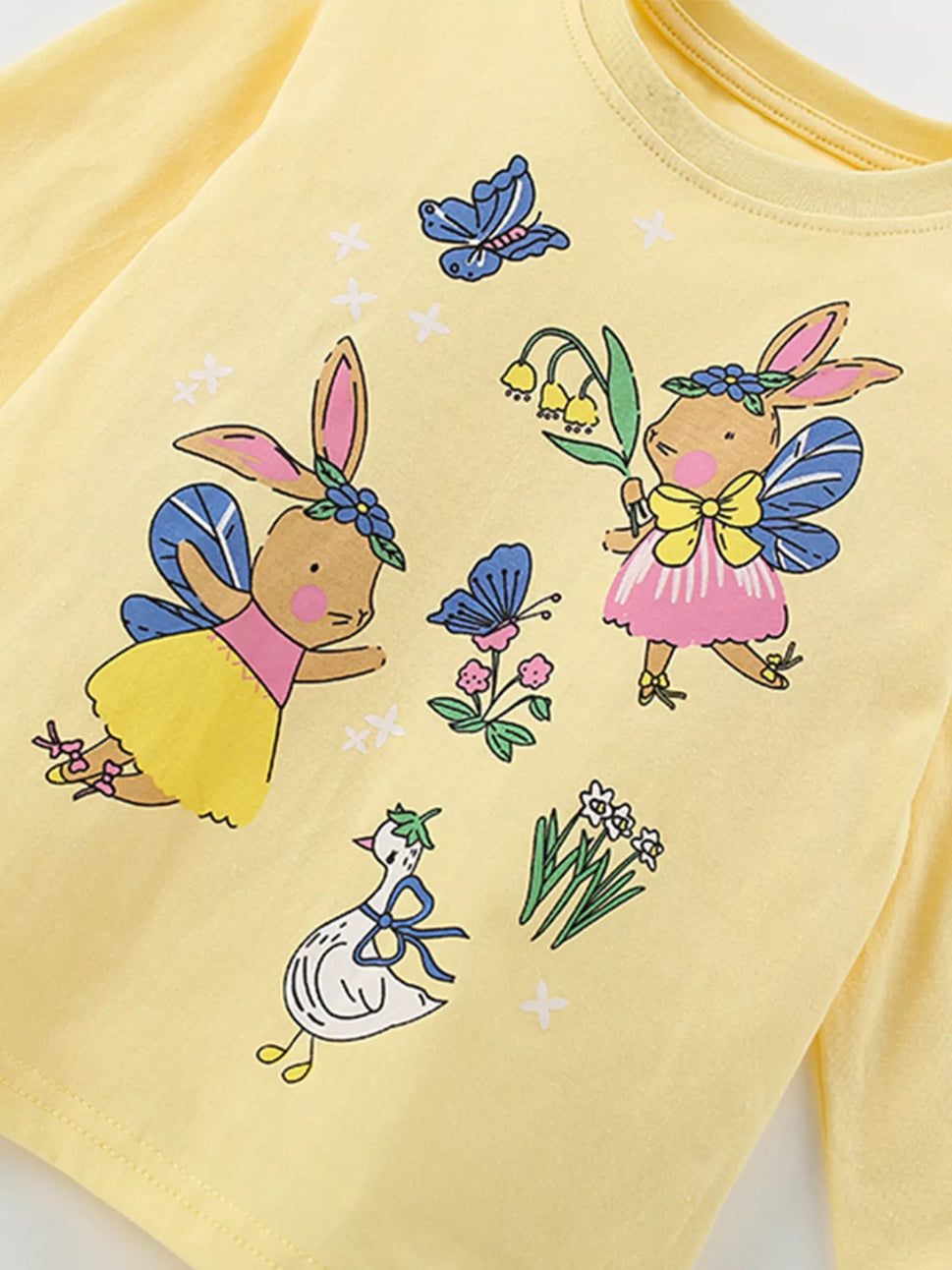 Children's Cute Cartoon Bunny Long Sleeve Top and Pants Set