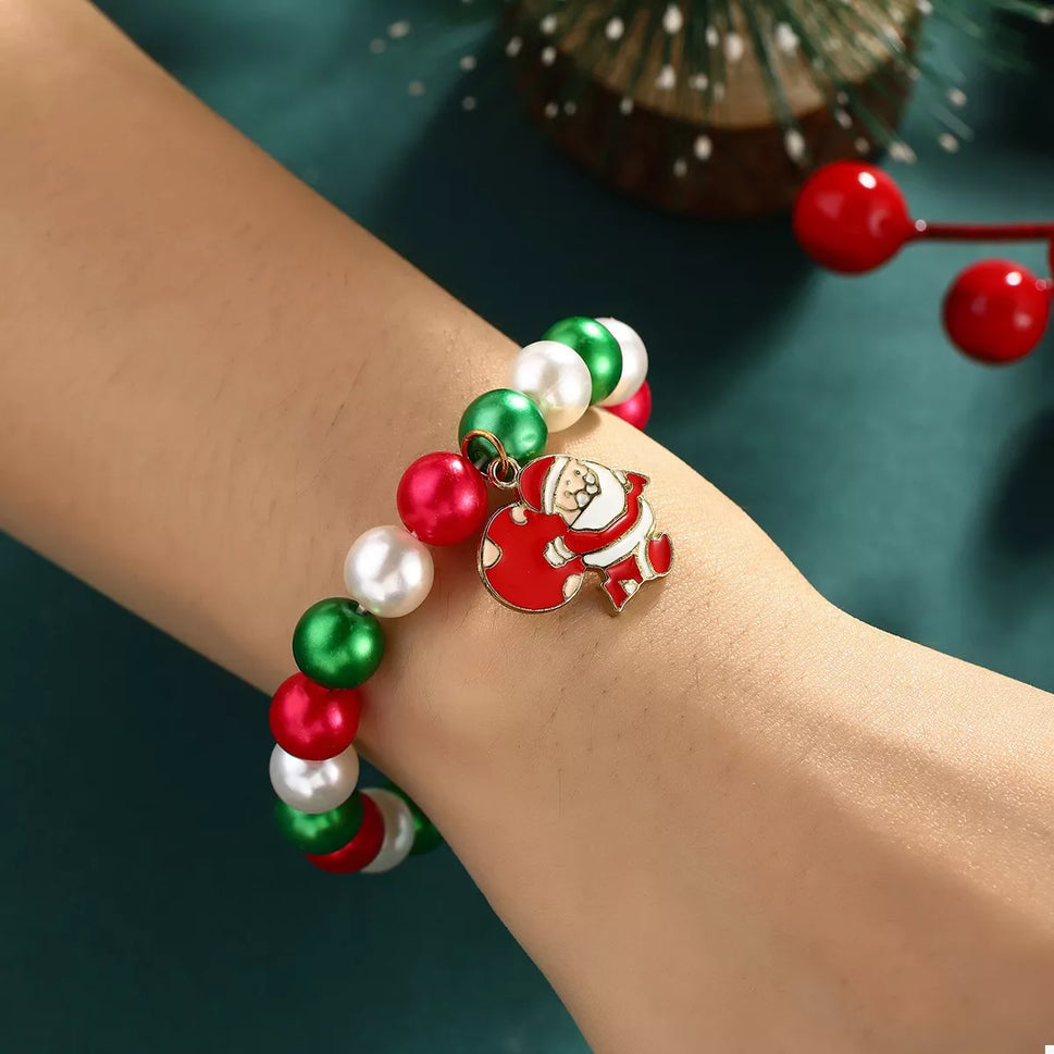 5 Piece Christmas Synthetic Pearl Bracelet