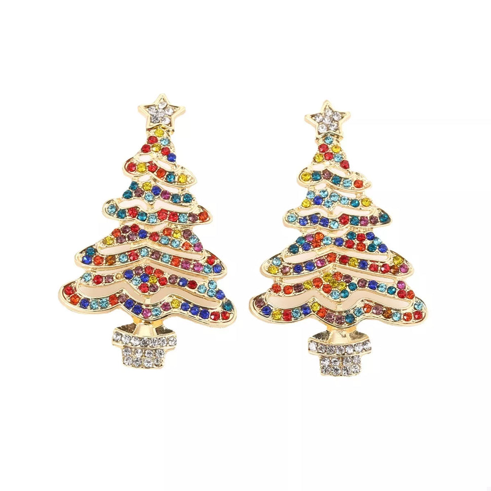 Christmas Tree Rhinestone Earrings