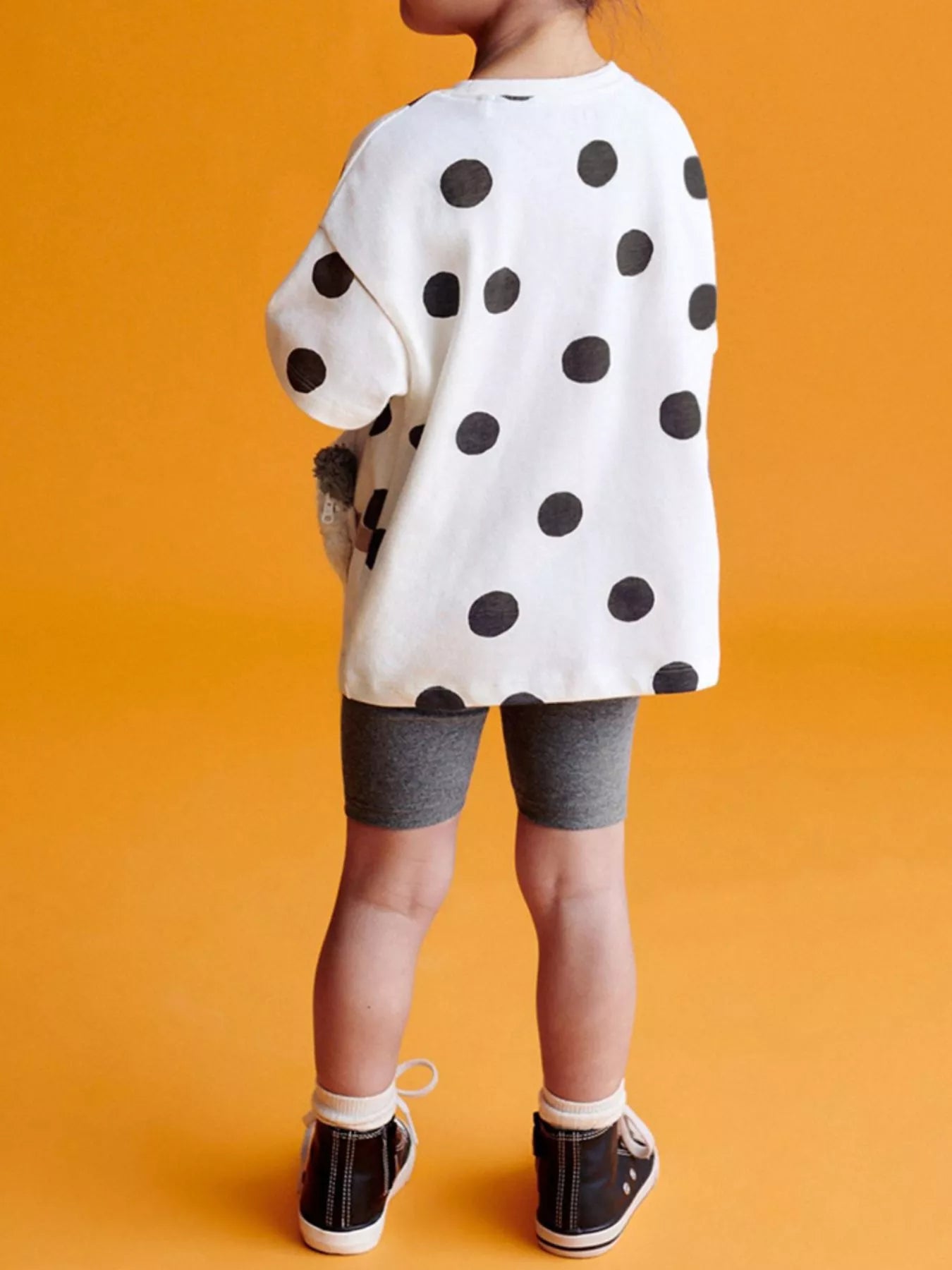 Children's Panda Plush Bag Polka Dot Outfit Set