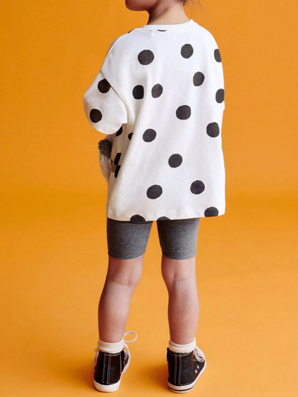 Children's Panda Plush Bag Polka Dot Outfit Set
