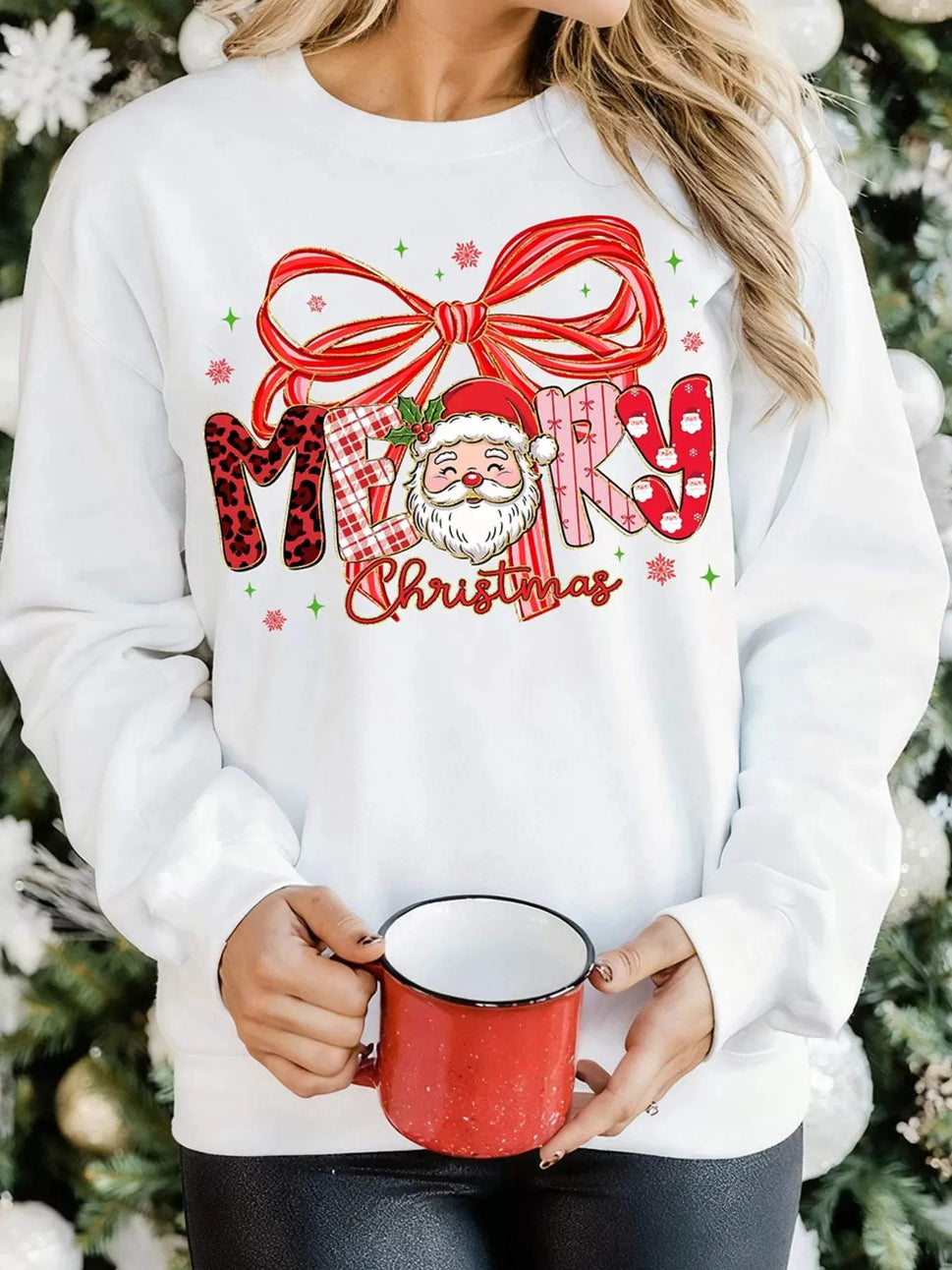 Merry Christmas Graphic Long Sleeve Sweatshirt