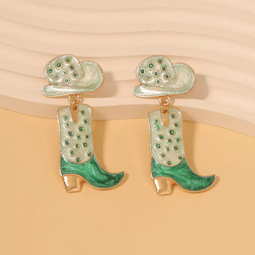 Cowgirl Boot and Hat Dangle Earrings