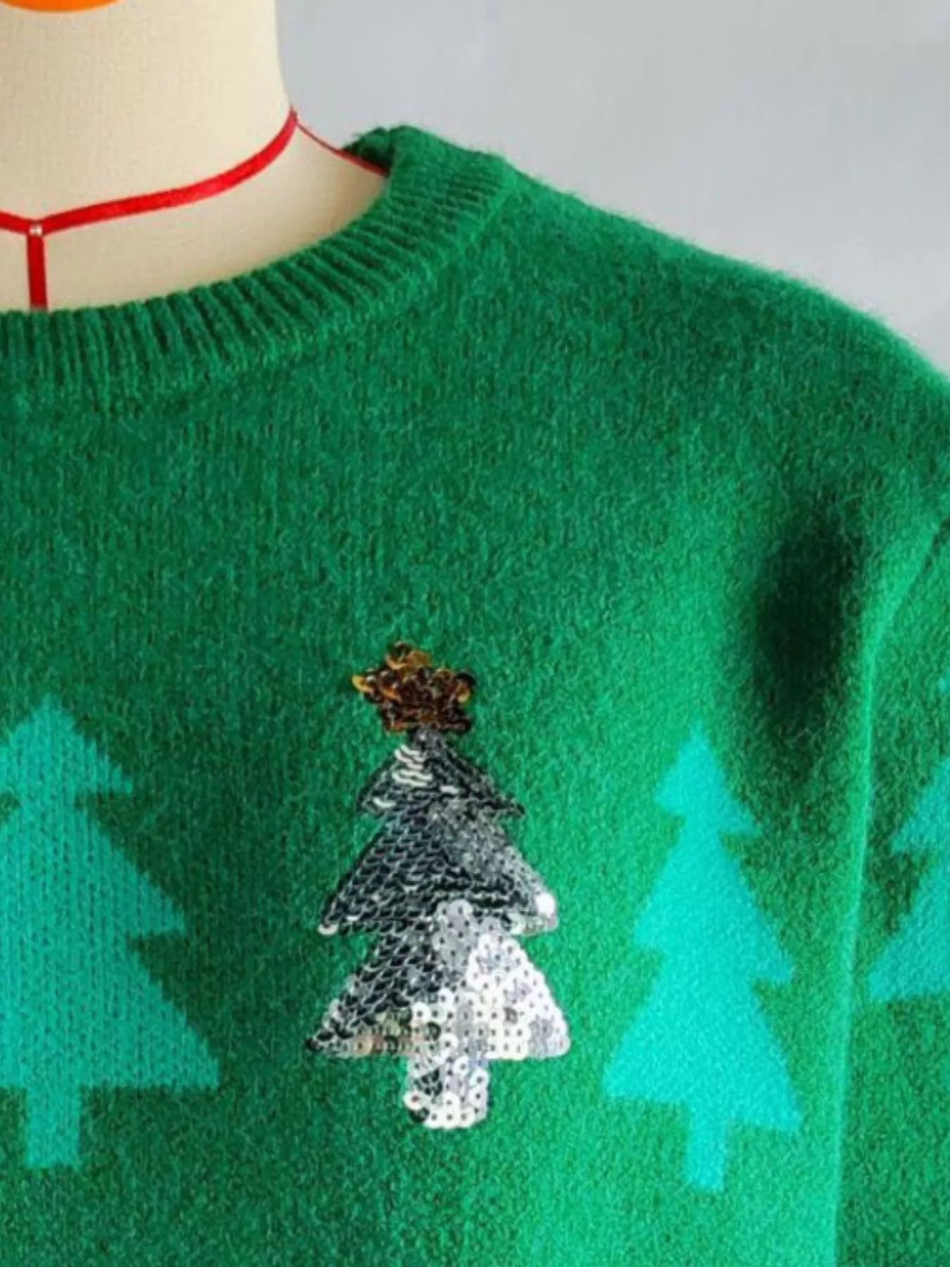 Christmas Tree Pattern Long Sleeve Sweater