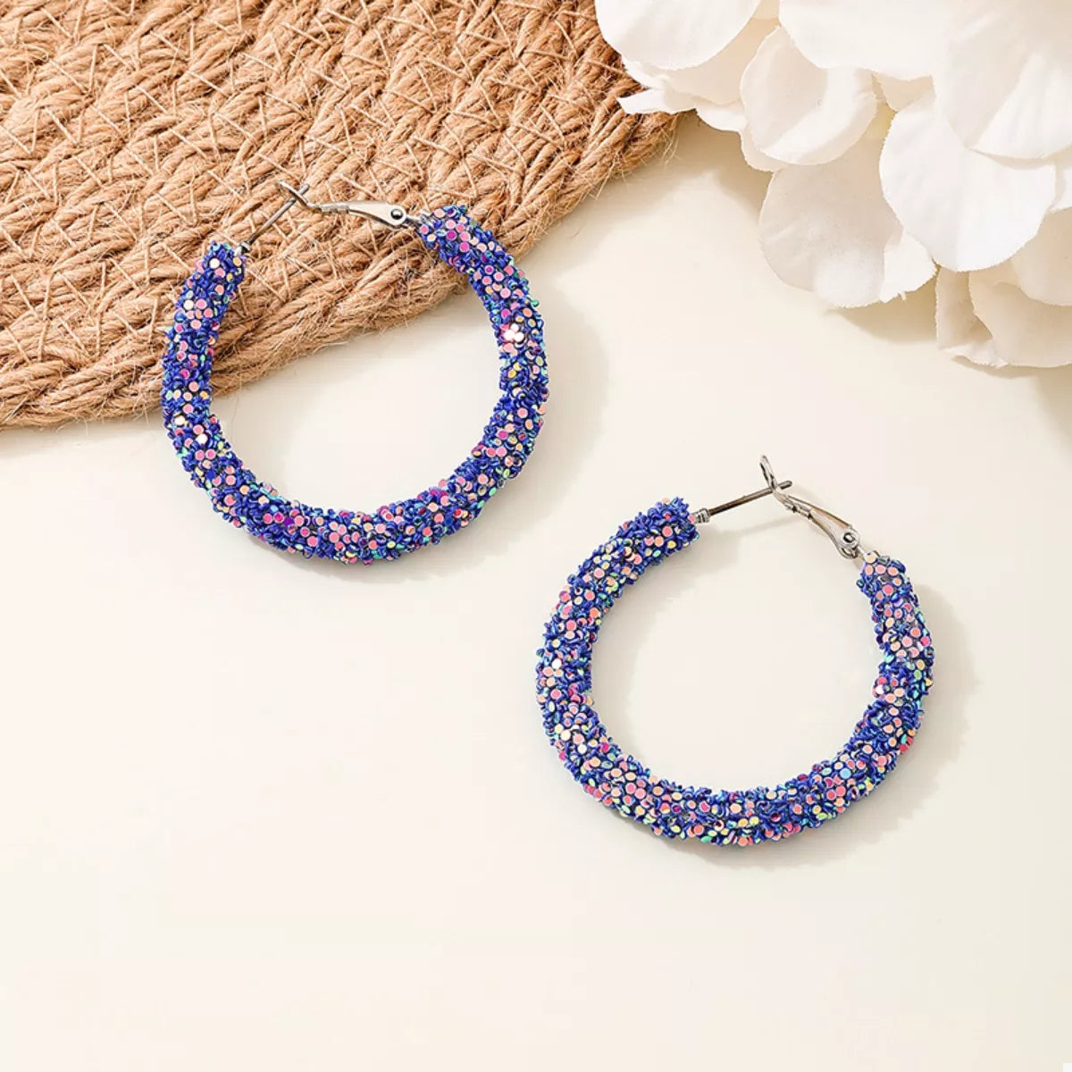 Sparkling Alloy Hoop Earrings